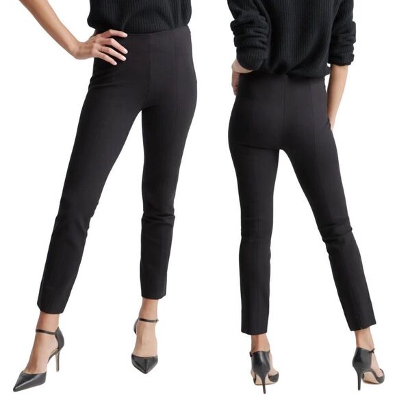 Quince Ultra Stretch Ponte Pintuck Ankle Pants Size M Black Office Capsule - Picture 2 of 6